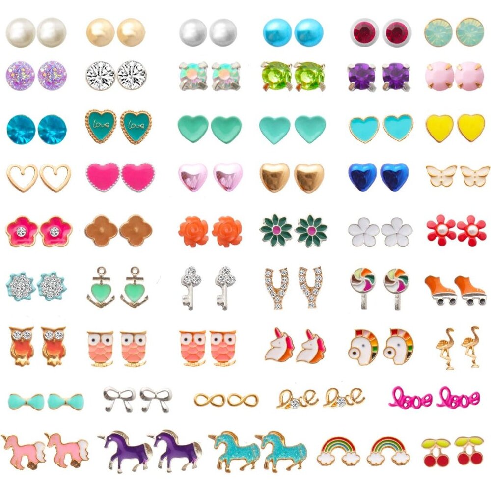 〽️Women's Comfortable to Wear Fashion Costume 69 Pcs Colorful Colorful Studs Set
